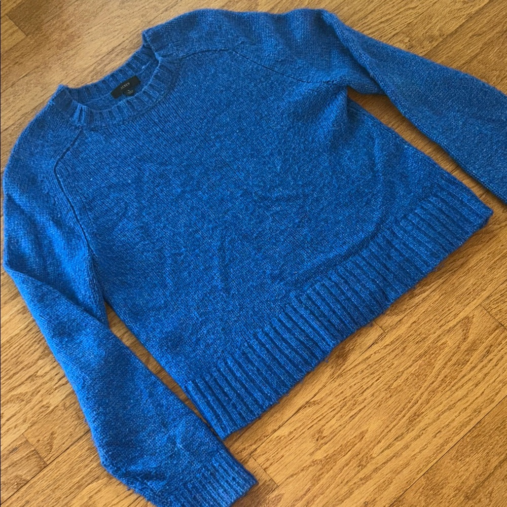 J. Crew Vibrant Blue Crew Neck Sweater, Merino wool and poly blend